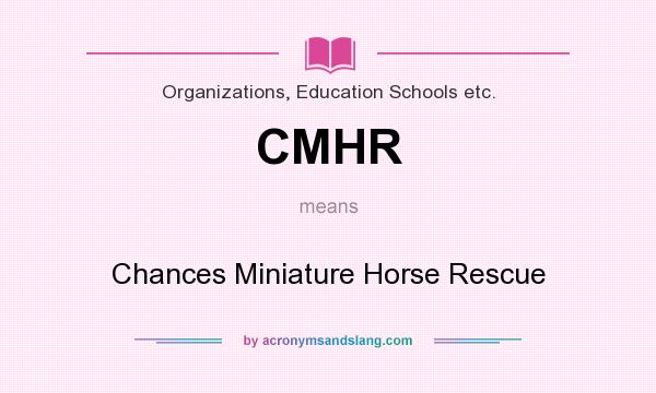 What does CMHR mean? It stands for Chances Miniature Horse Rescue