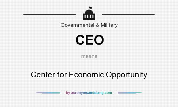 What does CEO mean? It stands for Center for Economic Opportunity