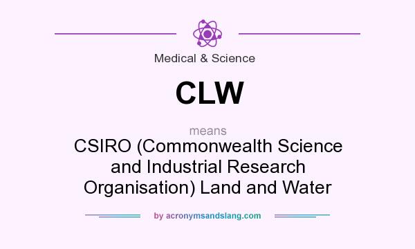 What does CLW mean? It stands for CSIRO (Commonwealth Science and Industrial Research Organisation) Land and Water