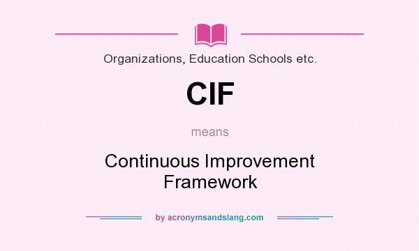 What does CIF mean? It stands for Continuous Improvement Framework