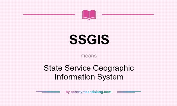 What does SSGIS mean? It stands for State Service Geographic Information System