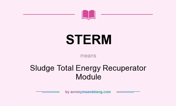 What does STERM mean? It stands for Sludge Total Energy Recuperator Module