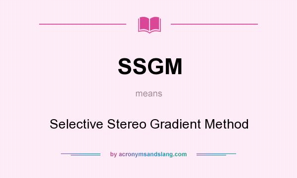 What does SSGM mean? It stands for Selective Stereo Gradient Method
