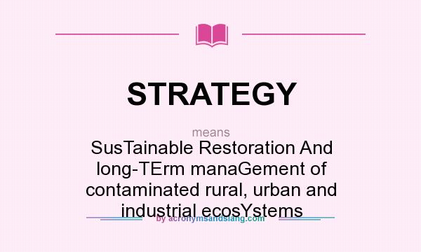 What does STRATEGY mean? It stands for SusTainable Restoration And long-TErm manaGement of contaminated rural, urban and industrial ecosYstems