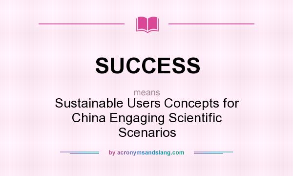 What does SUCCESS mean? It stands for Sustainable Users Concepts for China Engaging Scientific Scenarios