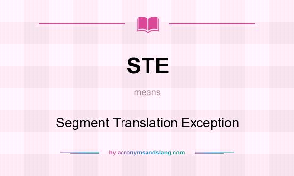 What does STE mean? It stands for Segment Translation Exception