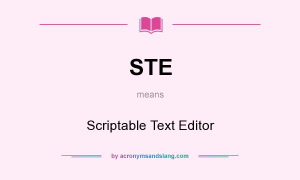 What does STE mean? It stands for Scriptable Text Editor