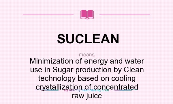 What does SUCLEAN mean? It stands for Minimization of energy and water use in Sugar production by Clean technology based on cooling crystallization of concentrated raw juice