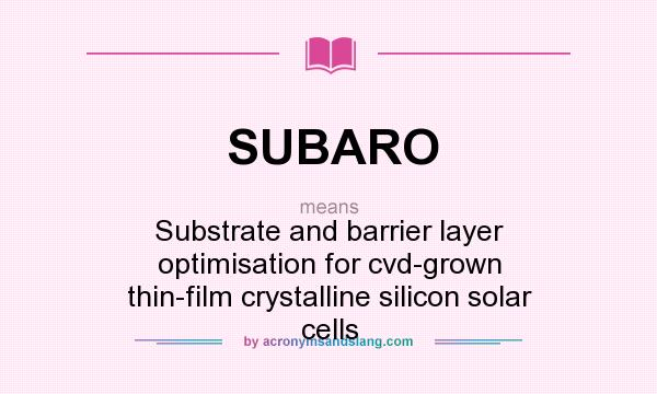 What does SUBARO mean? It stands for Substrate and barrier layer optimisation for cvd-grown thin-film crystalline silicon solar cells