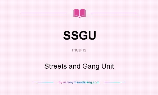 What does SSGU mean? It stands for Streets and Gang Unit