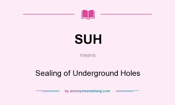 What does SUH mean? It stands for Sealing of Underground Holes