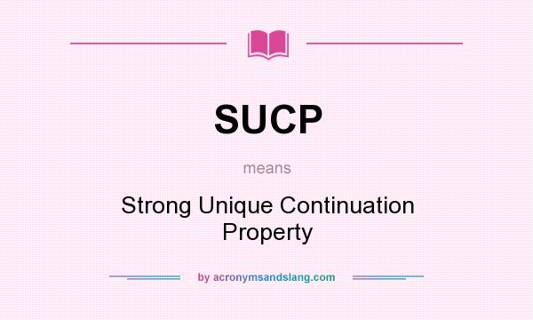 What does SUCP mean? It stands for Strong Unique Continuation Property