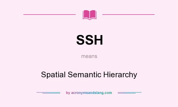 What does SSH mean? It stands for Spatial Semantic Hierarchy