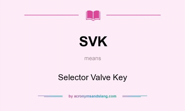 What does SVK mean? It stands for Selector Valve Key