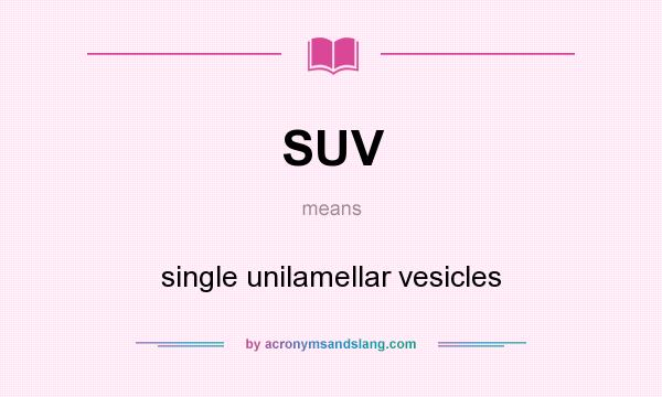 What does SUV mean? It stands for single unilamellar vesicles