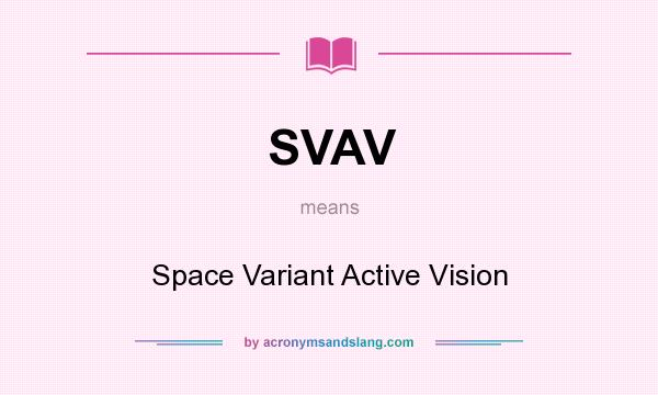 What does SVAV mean? It stands for Space Variant Active Vision