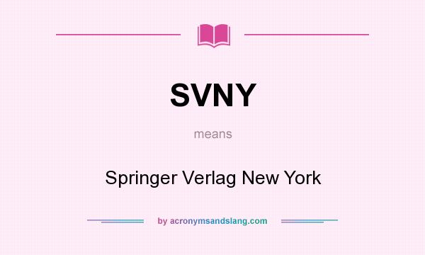 What does SVNY mean? It stands for Springer Verlag New York