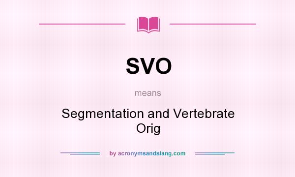 What does SVO mean? It stands for Segmentation and Vertebrate Orig