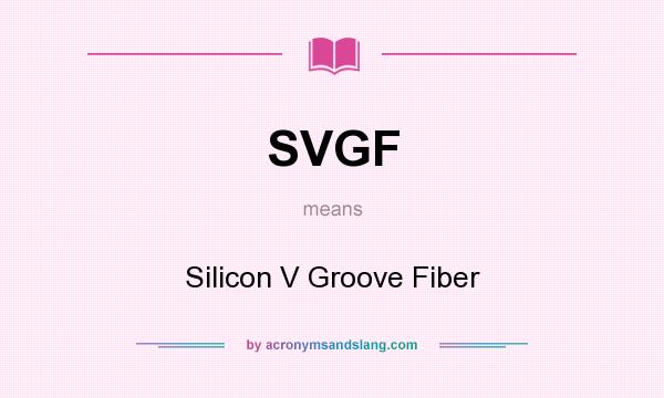 What does SVGF mean? It stands for Silicon V Groove Fiber