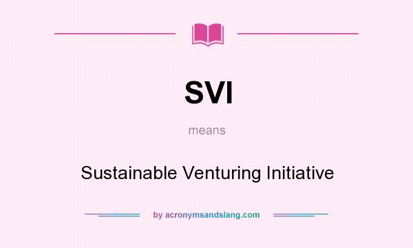 What does SVI mean? It stands for Sustainable Venturing Initiative