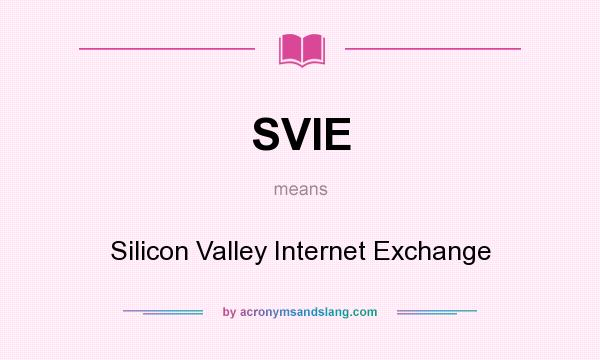 What does SVIE mean? It stands for Silicon Valley Internet Exchange
