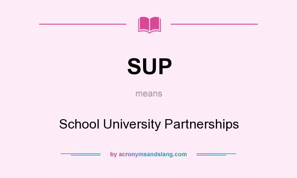 What does SUP mean? It stands for School University Partnerships