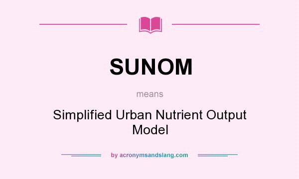 What does SUNOM mean? It stands for Simplified Urban Nutrient Output Model