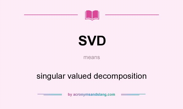 What does SVD mean? It stands for singular valued decomposition