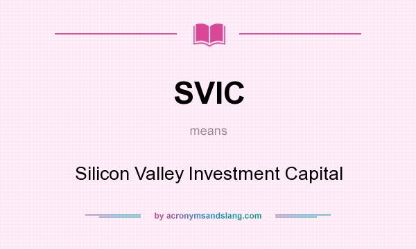 What does SVIC mean? It stands for Silicon Valley Investment Capital