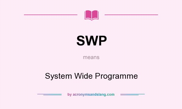 What does SWP mean? It stands for System Wide Programme