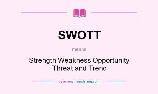 What does SWOTT mean? It stands for Strength Weakness Opportunity Threat and Trend
