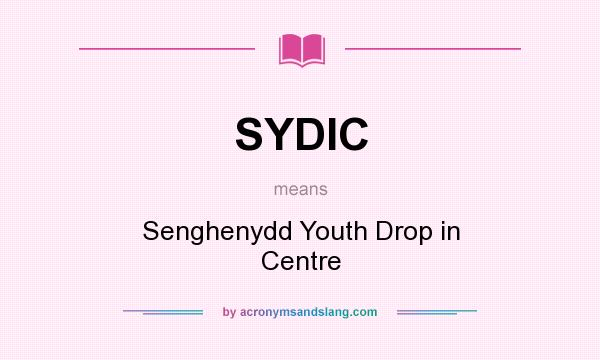What does SYDIC mean? It stands for Senghenydd Youth Drop in Centre