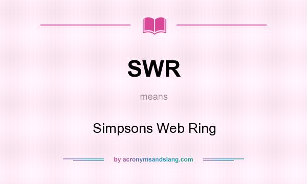 What does SWR mean? It stands for Simpsons Web Ring