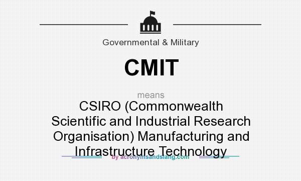 What does CMIT mean? It stands for CSIRO (Commonwealth Scientific and Industrial Research Organisation) Manufacturing and Infrastructure Technology