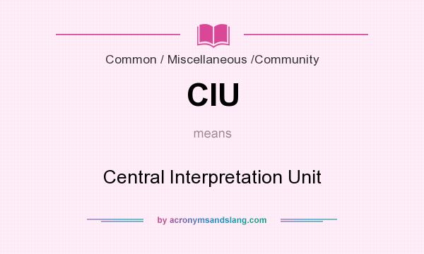 What does CIU mean? It stands for Central Interpretation Unit