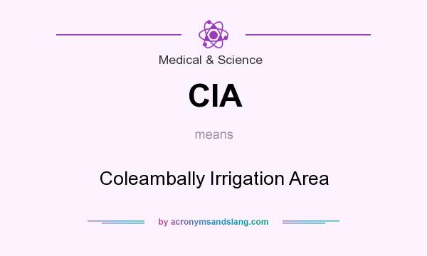 What does CIA mean? It stands for Coleambally Irrigation Area