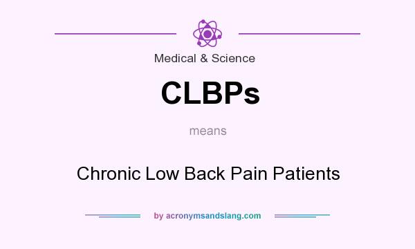 What does CLBPs mean? It stands for Chronic Low Back Pain Patients