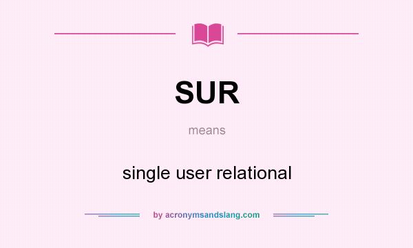What does SUR mean? It stands for single user relational
