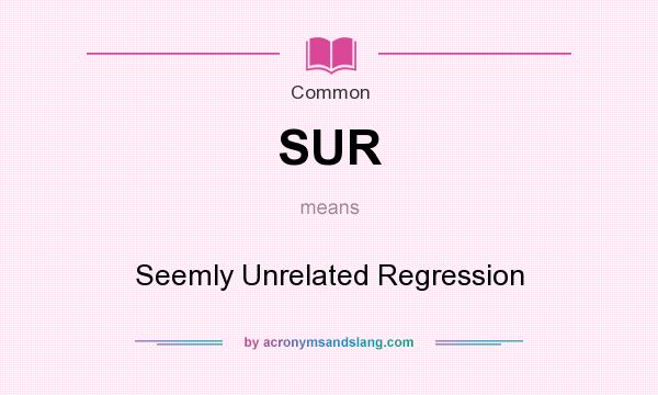 What does SUR mean? It stands for Seemly Unrelated Regression