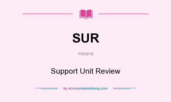 What does SUR mean? It stands for Support Unit Review