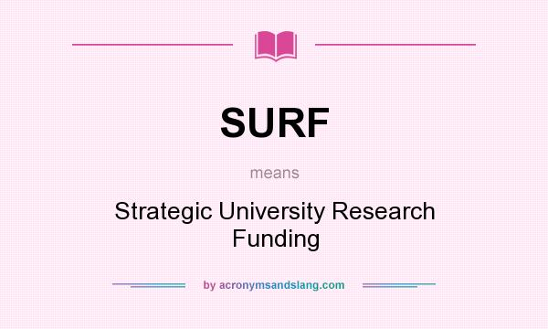 What does SURF mean? It stands for Strategic University Research Funding