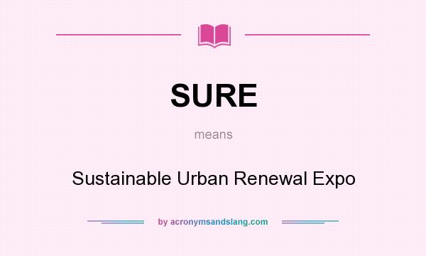 What does SURE mean? It stands for Sustainable Urban Renewal Expo