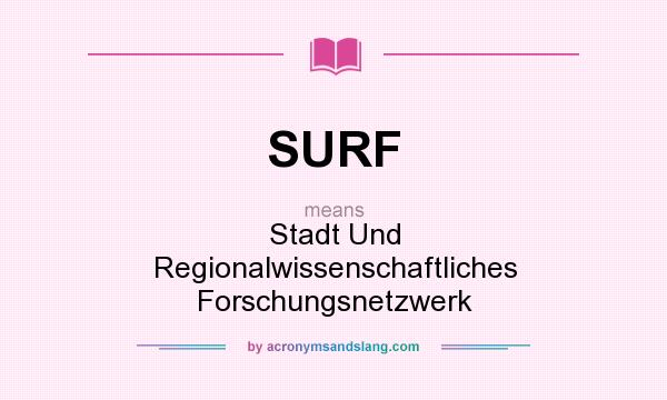 What does SURF mean? It stands for Stadt Und Regionalwissenschaftliches Forschungsnetzwerk