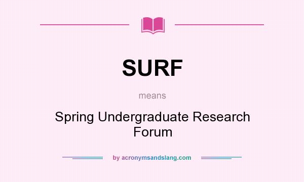 What does SURF mean? It stands for Spring Undergraduate Research Forum