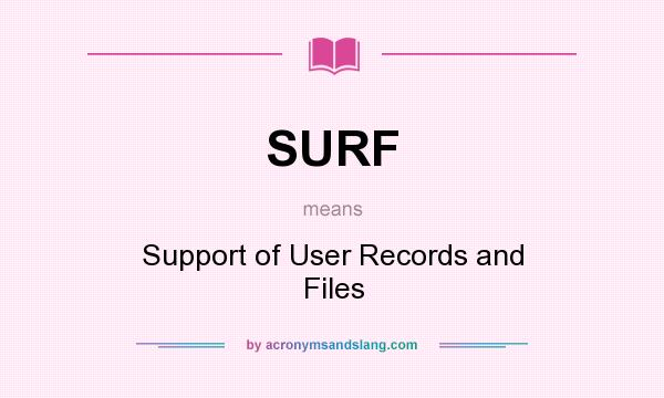 What does SURF mean? It stands for Support of User Records and Files