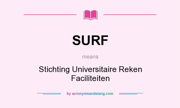 What does SURF mean? It stands for Stichting Universitaire Reken Faciliteiten