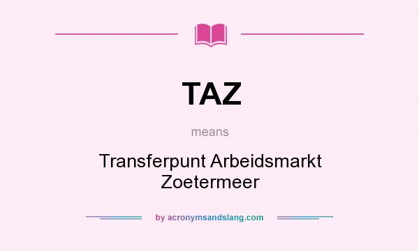 What does TAZ mean? It stands for Transferpunt Arbeidsmarkt Zoetermeer