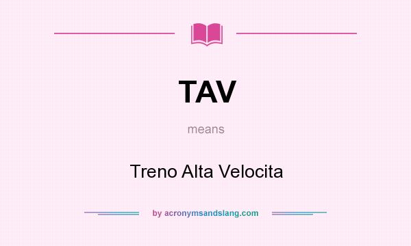 What does TAV mean? It stands for Treno Alta Velocita