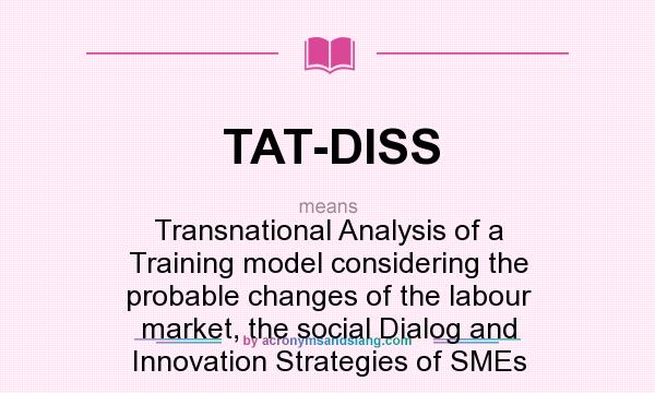 What does TAT-DISS mean? It stands for Transnational Analysis of a Training model considering the probable changes of the labour market, the social Dialog and Innovation Strategies of SMEs