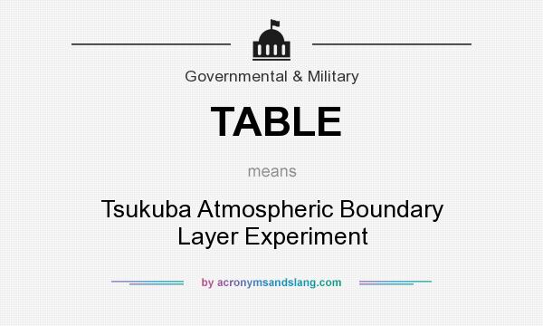 What does TABLE mean? It stands for Tsukuba Atmospheric Boundary Layer Experiment